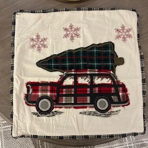 Pottery Barn NWOT All the way home embroidered pillow cover Christmas holiday